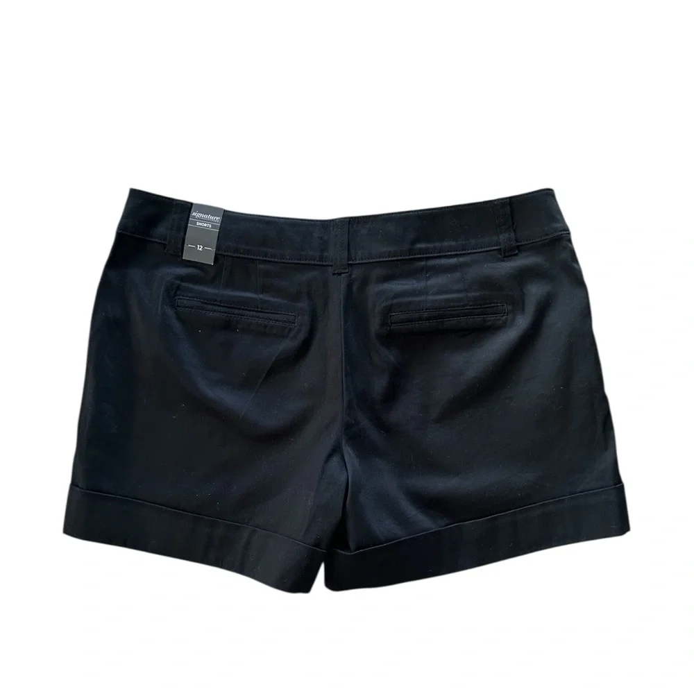 WHITE HOUSE BLACK MARKET Black 5” Tailored Cotton Cuffed Shorts Sz 12 Lg NWT - Picture 3 of 6